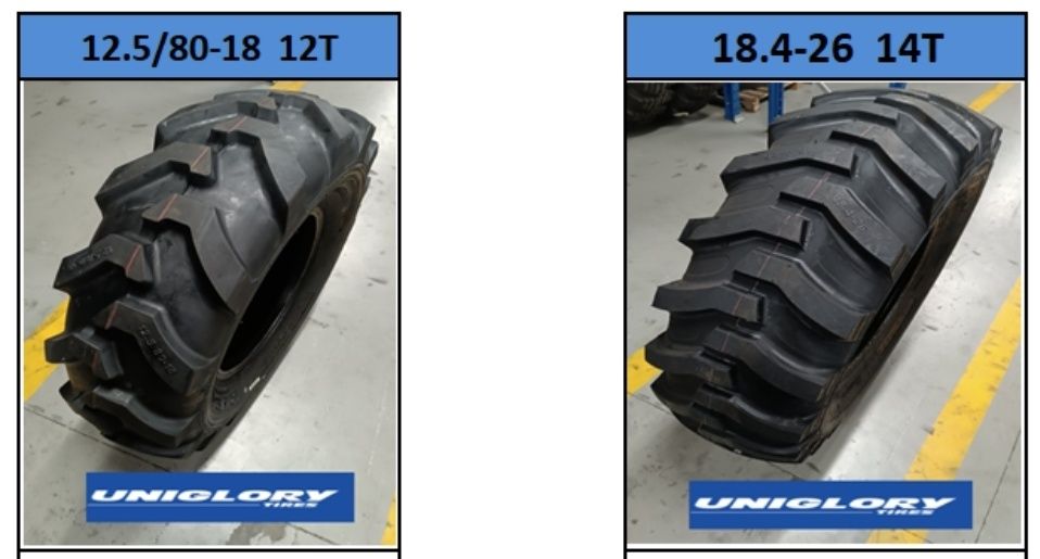 Pneus de retroescavadoras 18.4-26 14T e 12.5/80-18 12T