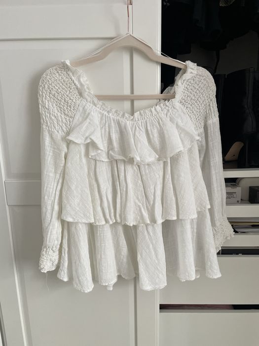 Biała bluzka boho Zara hiszpanka s/36