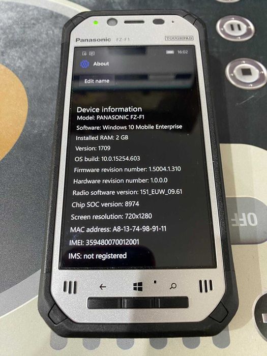 Panasonic Toughpad FZ-F1 Windows 10 16GB Wi-Fi Bluetooth Barcode 2GB