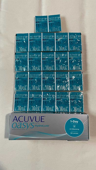 Soczewki jednodniowe -0,50 ACUVUE Oasys HydraLuxe 22 sztuki w pudełku