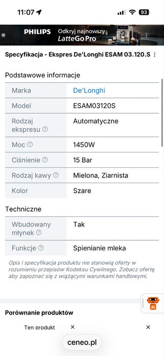 Ekspres do kawy DeLonghi ESAM 03.120.S