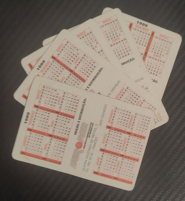 Calendários de bolso antigos: Coleção de Coches