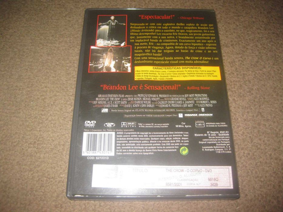 "O Corvo" com Brandon Lee numa Edição Especial com 2 DVDs64739409779969121