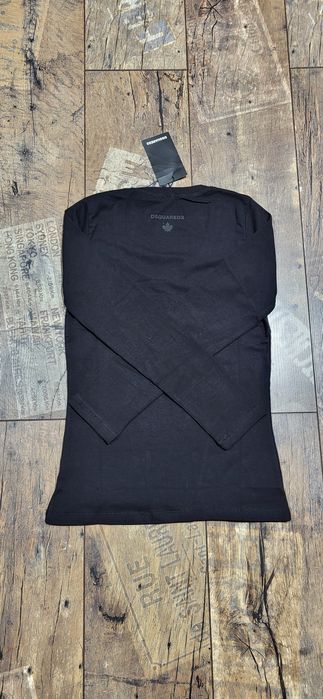 Dsquared2 icon czarna bluzka damska długi rękaw bawełna S longslee