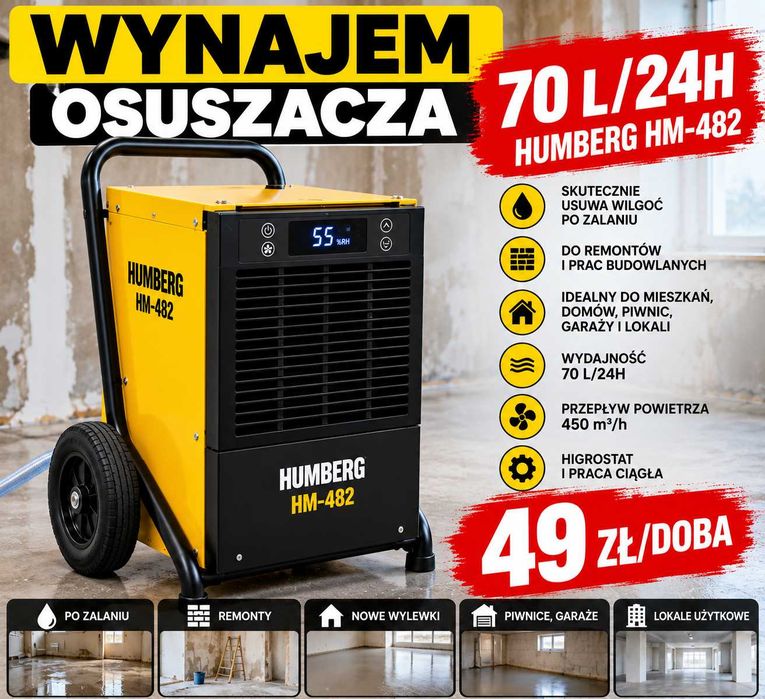 Osuszacz budowlany 70L/24h Humberg HM-482 – wynajem osuszacza