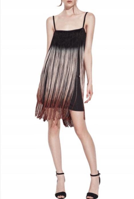 Zara Trafaluc 36 S zjawiskowa sukienka frędzle ombre Kozłowo