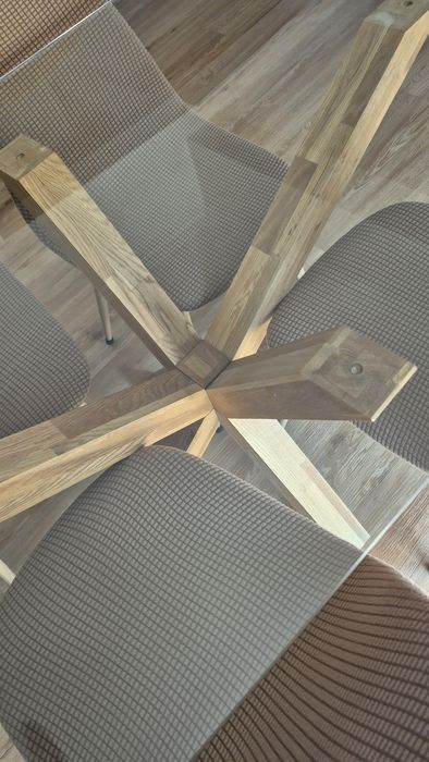Mesa de jantar de vidro /carvalho natural