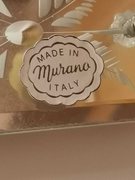 Stare włoskie lustro Murano, oryginalna naklejka