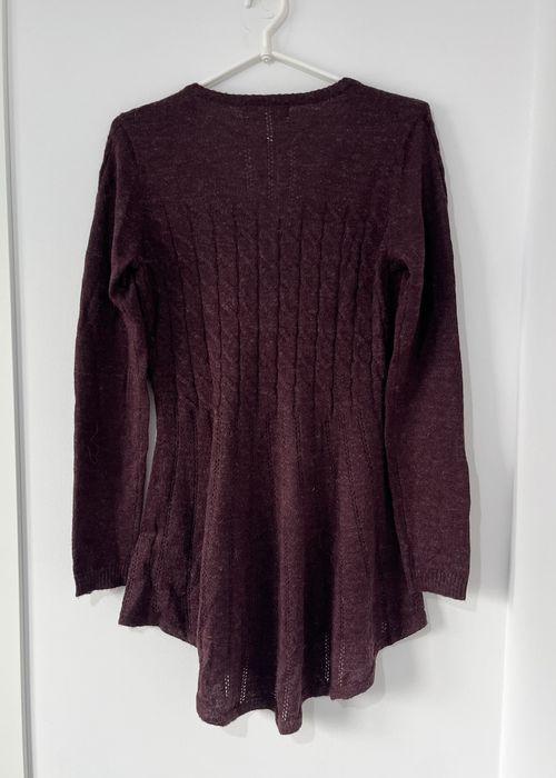 Cream kardigan burgundowy boho z moherem