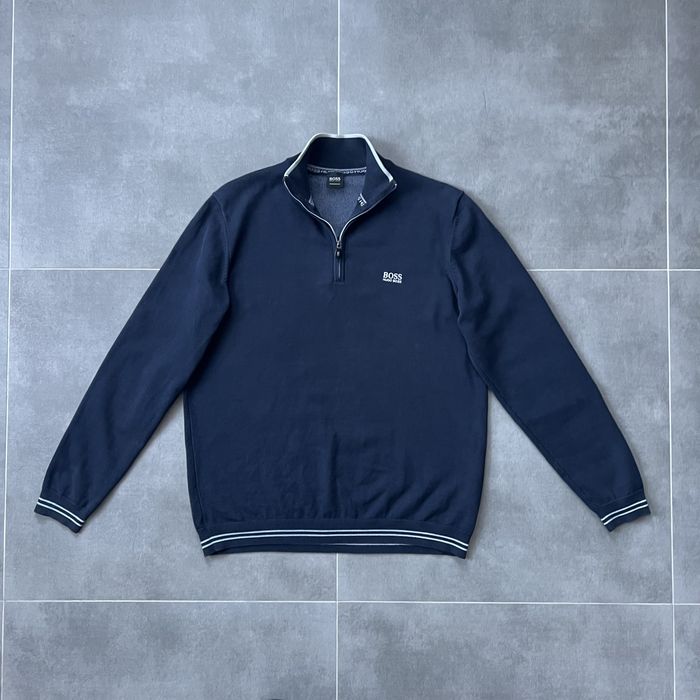 Темно-синій светр Hugo BOSS Ever Quarter Zip Jumper зі 1/4 розмір XL
