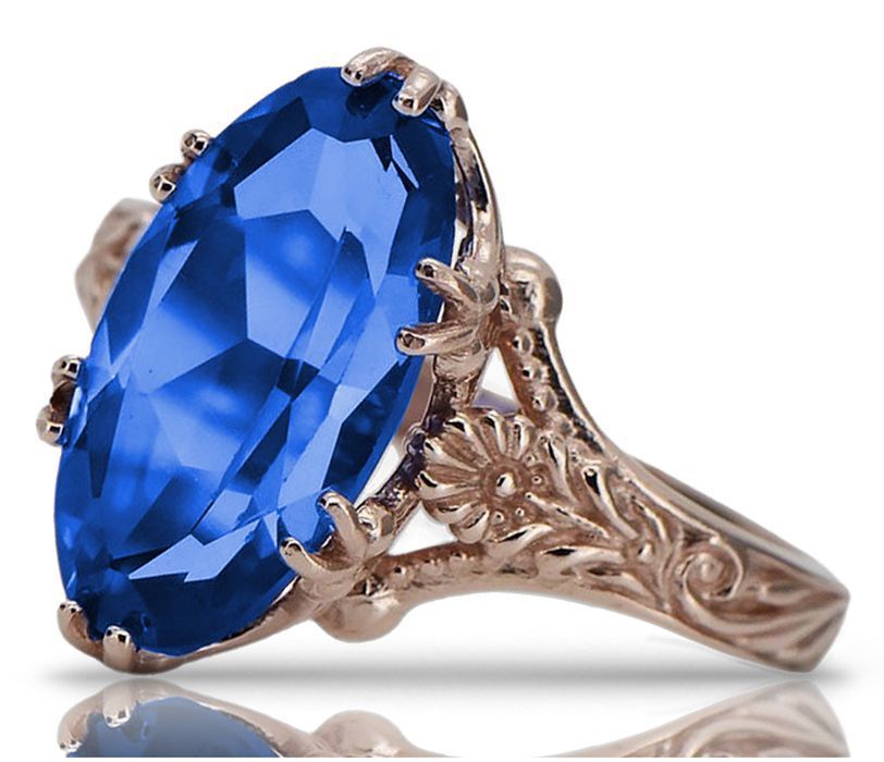 Pierścionek z różowego czerwonego złota 14k 585 z Szafirem vrc084 KR