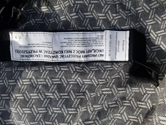 Nosidło Ergonomiczne Keiki Hug rozmiar Standard panel z chusty Yaro