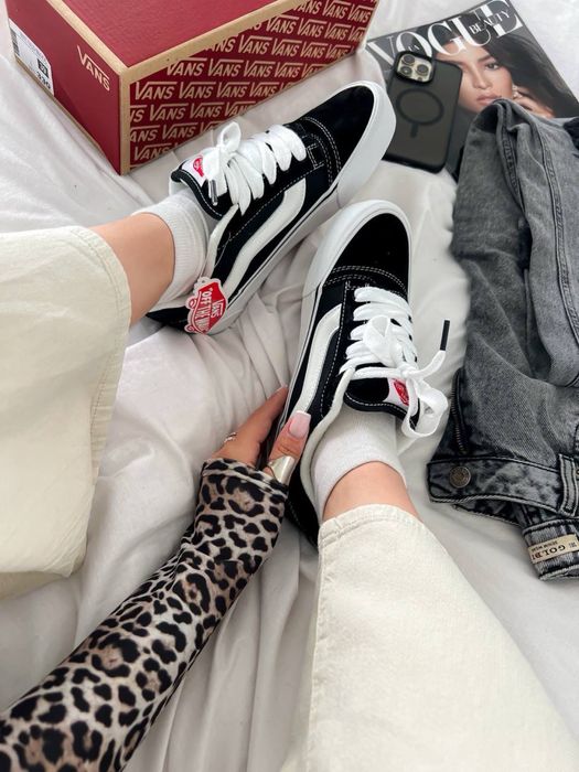 PREMIUM‼️ Кросівки KNU OLD SKOOL BLACK WHITE ванс кну чорні класика