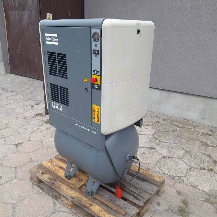 Sprężarka śrubowa Atlas Copco GX2 + zbiornik 200L 7.5bar