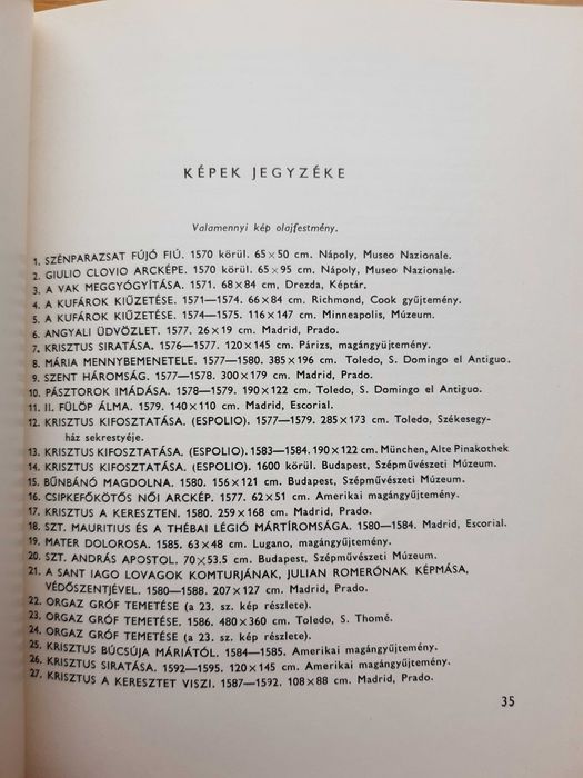 Книжка угорською про Ель Греко
Kampis Antal "Greco"