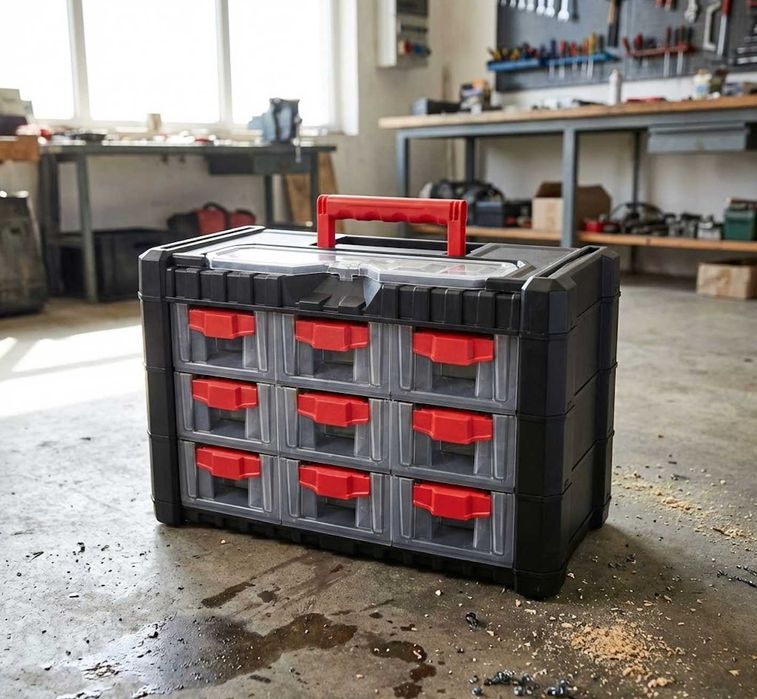 Walizka Narzędziowa Organizer Warsztatowy 9 Szuflad Magazyn Zestaw
