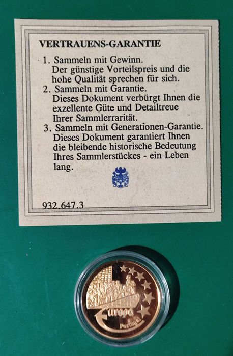 Rara Moeda Medalha Proof de ouro 50 euros - 2.835  gr - 14 K - 1998