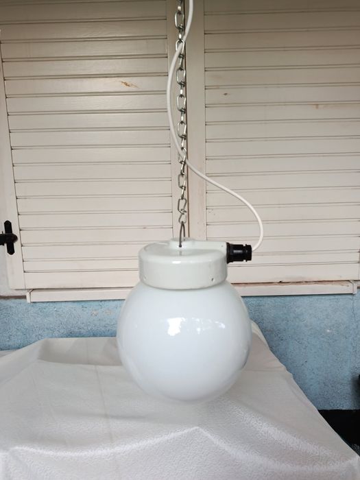 Ceramiczna Lampa sufitowa OPS wisząca Prl Industrialna. Dostępne 2sztuki.