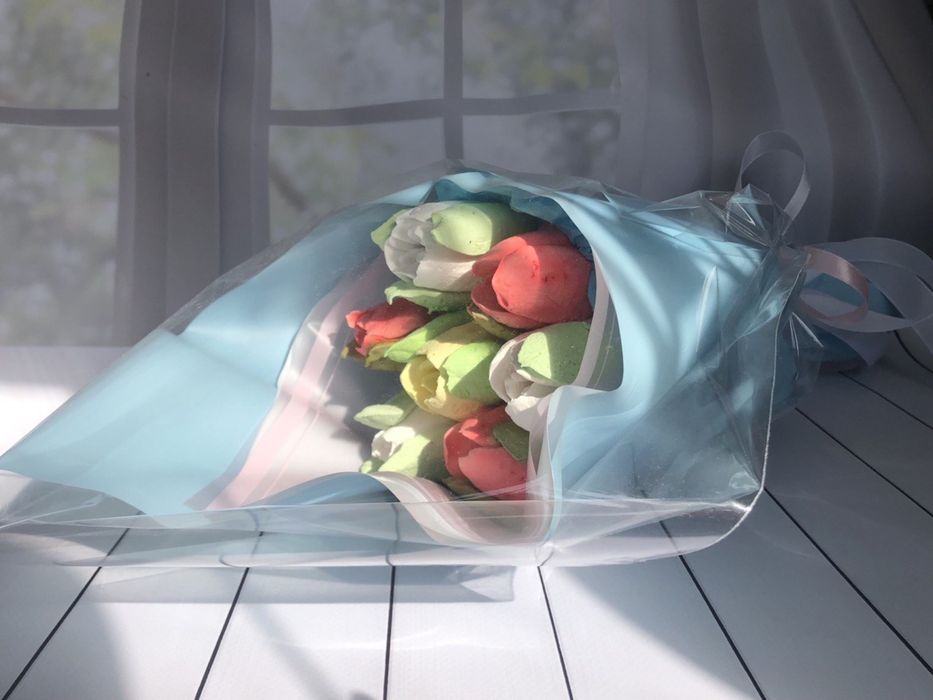 Букет із зефіру, тюльпани, квіти , подарунок