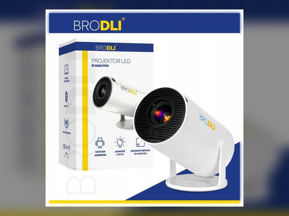 Nowy Projektor LED PJ 6000 PRO Android 11 Wi-Fi Bluetooth Do 200 Cali