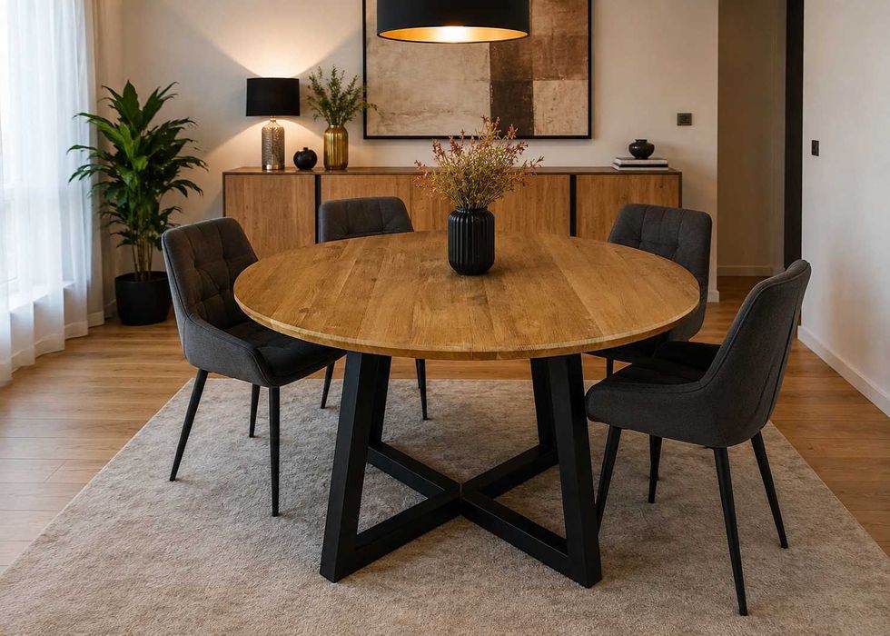 Stół Dębowy Okrągły LOFT - 100% Lite Drewno Różne Wymiary Rozkładany