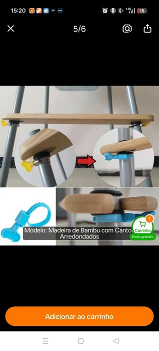 Apoio de pés para cadeira infantil