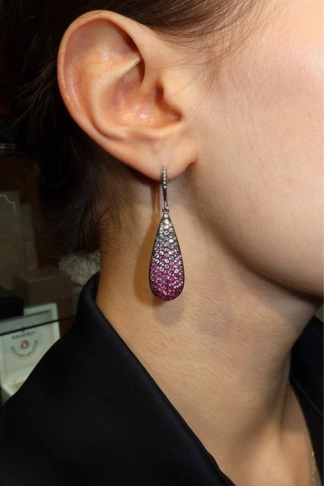 Сережки з сапфірами та діамантами   Made in Italy Біле золото