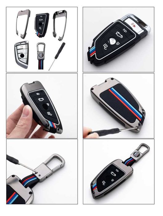 Capa chave Bmw em Metal cinza rato 3/4 botoes Novo