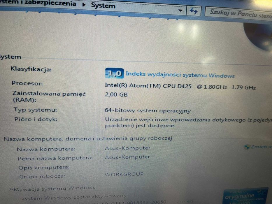 Komputer All-in-one ASUS PC ET1611PT dotyk