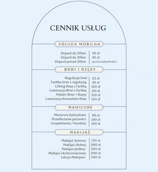 uaługa mobilna : makijaż / stylizacja brwi i rzęs / manicure