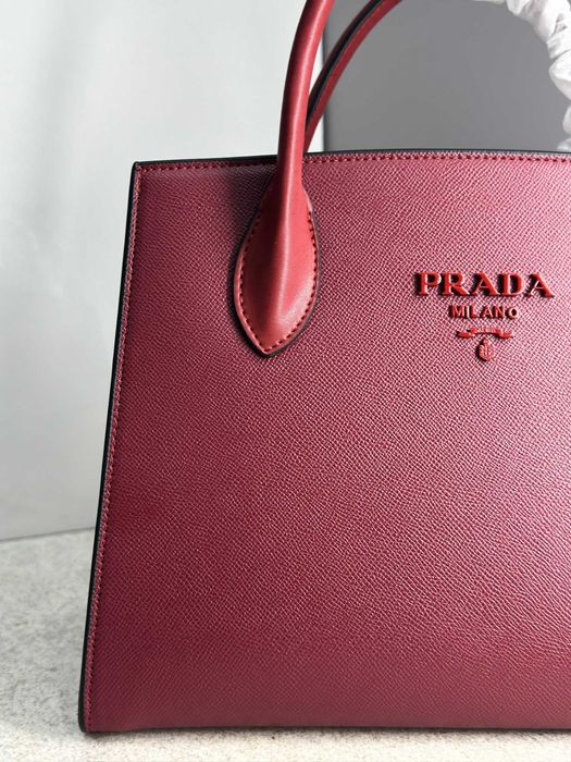 Сумка Prada бордова шкіряна / Женская кожаная сумка Прада бордо