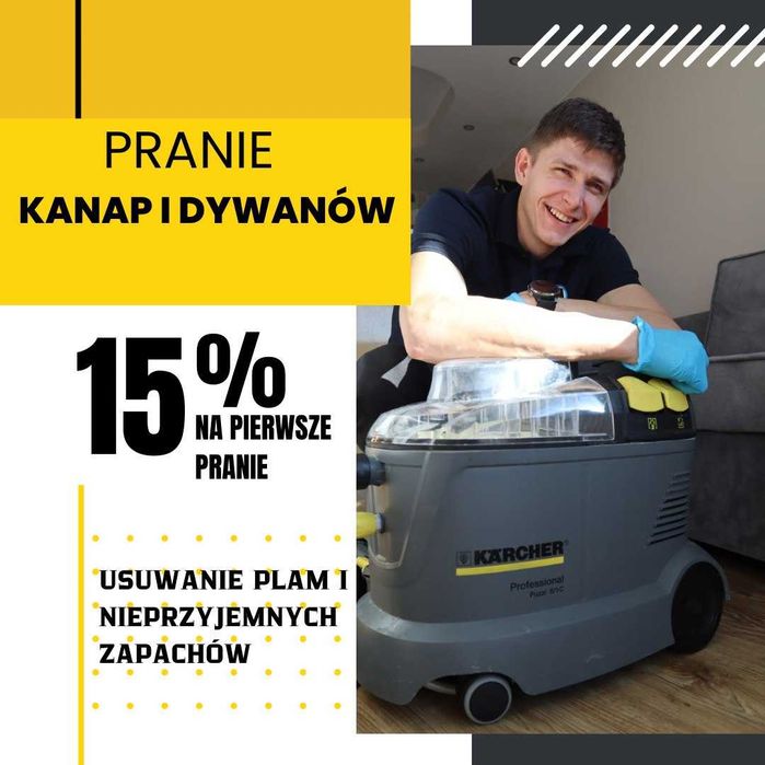 +Rabat 15% Profesjonalne Pranie Czyszczenie Tapicerki Meblowej Dywanów