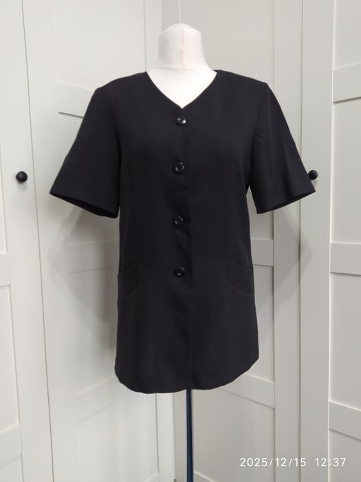 Marynarka krótki rękaw żakiet blezer czarny Bergamo vintage 12 L 40