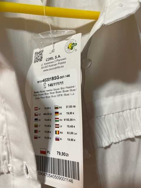 elegancka biała koszula coccodrillo rozmiar 146 nowa z metkami