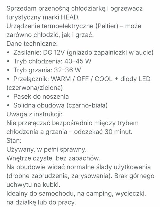 Chłodziarko ogrzewarka Head 12v