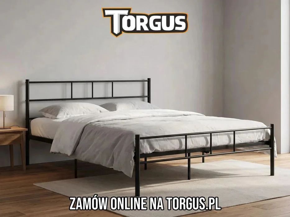 NOWE Łóżko Metalowe 140x200 cm i inne Ze Stelażem Czarne Loft Industrialne Rama Stalowa Do Sypialni Dwuosobowe Małżeńskie 200kg Zagłówek FAKTURA!