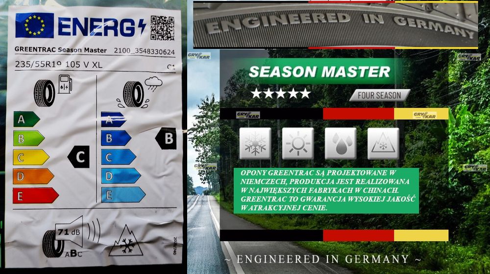 Opony 235/55R19 Greentrac Season Master 26r C/B/71dB 3 lata gwar. 320z