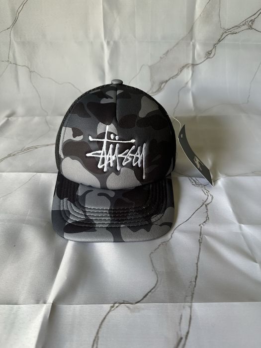 Chapéu preto Stussy x Bape