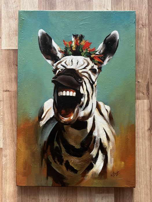 Wesoła zebra - obraz