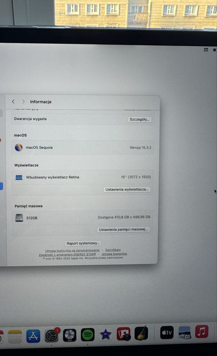 MacBook Pro 16’ (bez ładowarki)