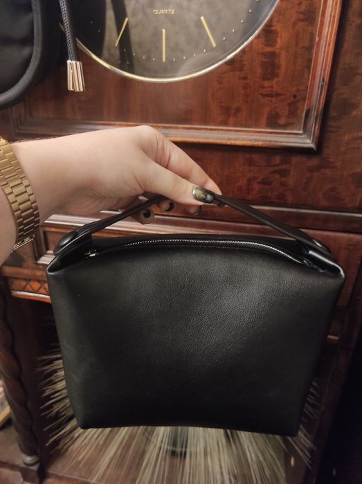 Сумка міні the row сумочка мини Bag in Leather Black шкіряна чорна