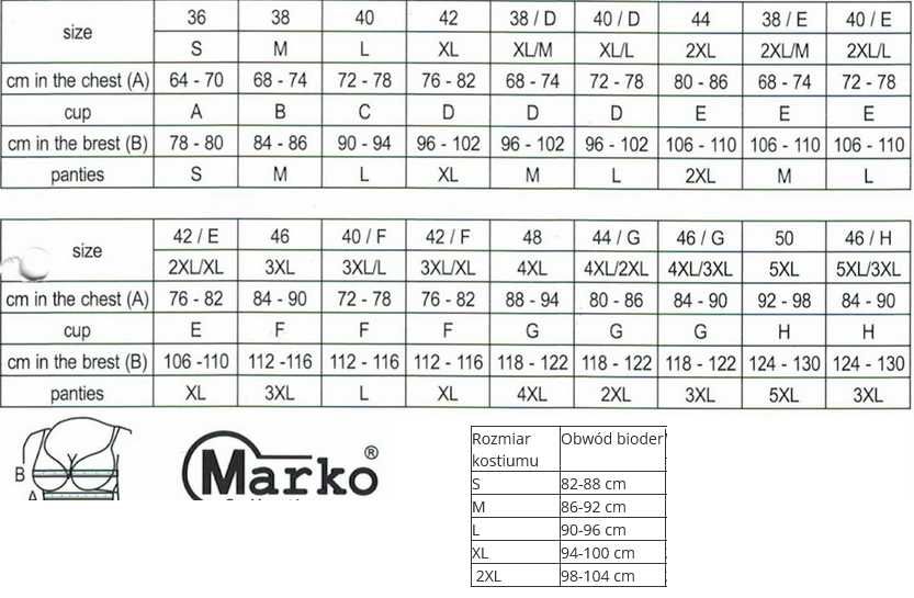 2107 Dwuczęściowy Kostium Strój Kąpielowy MARKO SAMANTHA Push-Up S/36