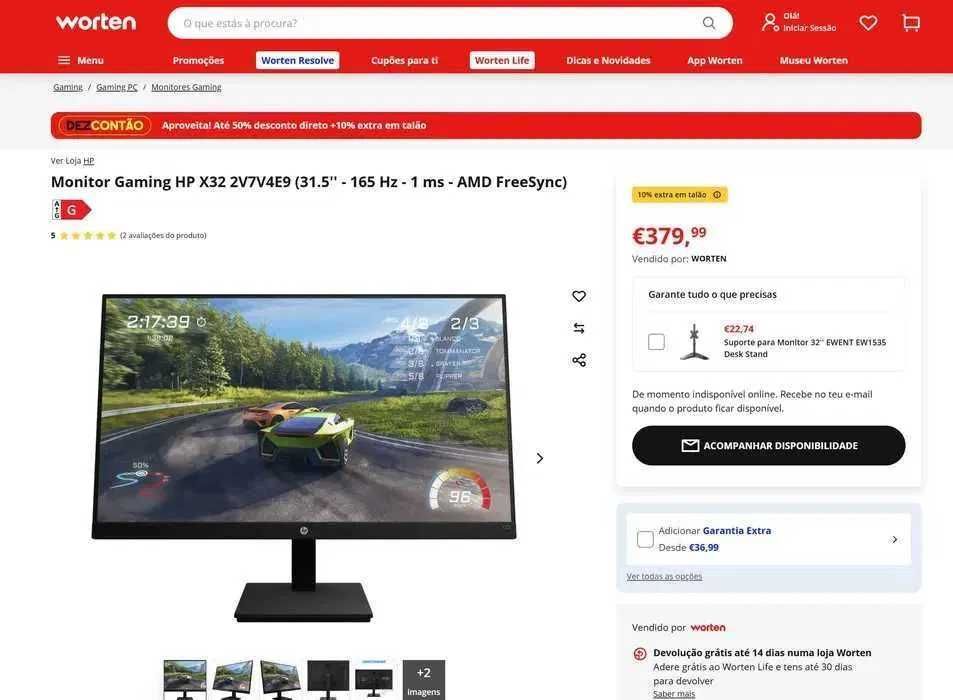 monitor gaming HP X32 - QHD 2K - 165hz - ips
