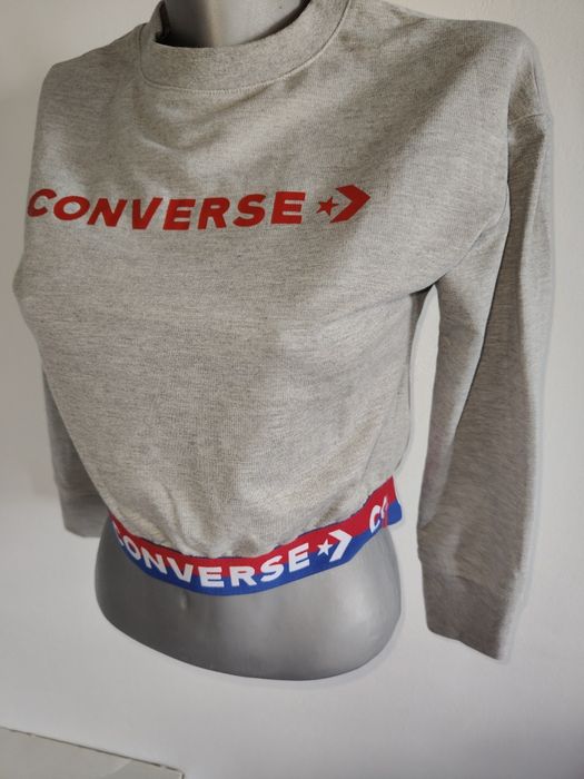 Markowa krótka bluza Converse All Star r S 36 szara rękaw 3/4