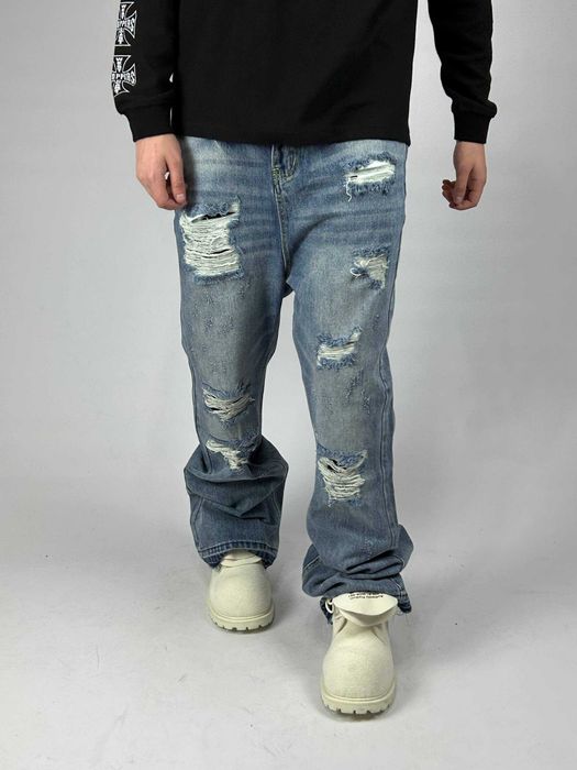 Джинси кльош distressed faded baggy штани archive джинсы сині