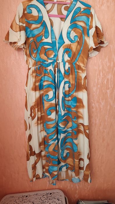Платье туника пляжно повседневная вискоза спереди разрез L-XL
