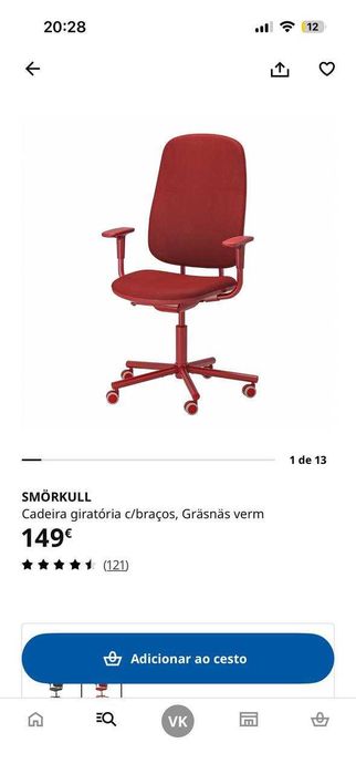 Cadeira de escritório vermelha