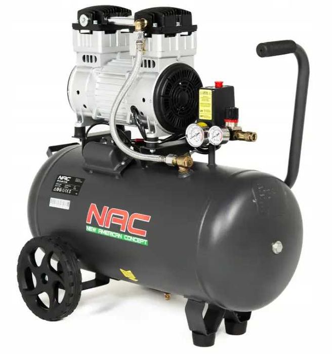 Компресор безмасляний 2-х циліндровий NAC 50 л 2000 Вт 10 бар 210 л/хв