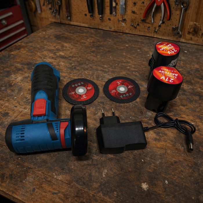 Szlifierka mini 75mm bez kabla 21V + 2 akumulatory