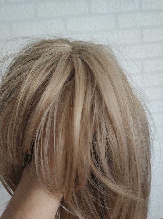 Peruka Jasny Blond włosy krótkie damskie 1 1 Nowe włosy z grzywką